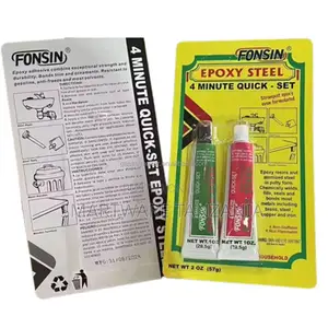 Fonsin Epoxy Steel 4 Minute Quick Set Adhesive, 2 Oz, Dual Tube System