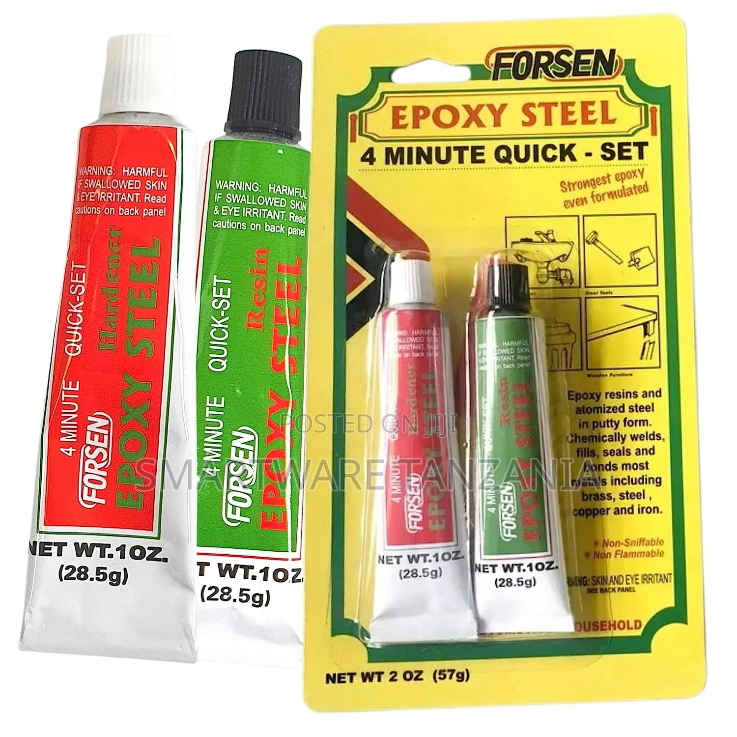 Forsen Epoxy Steel Quick-Set 4 Minute Adhesive, 2 Tubes, 2 Oz Total