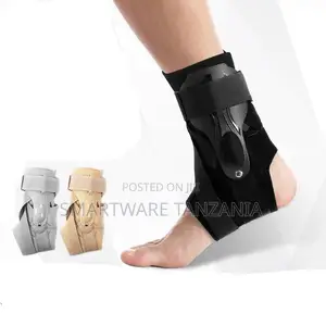 Adjustable Ankle Brace With Rigid Support, Breathable Fabric, Black