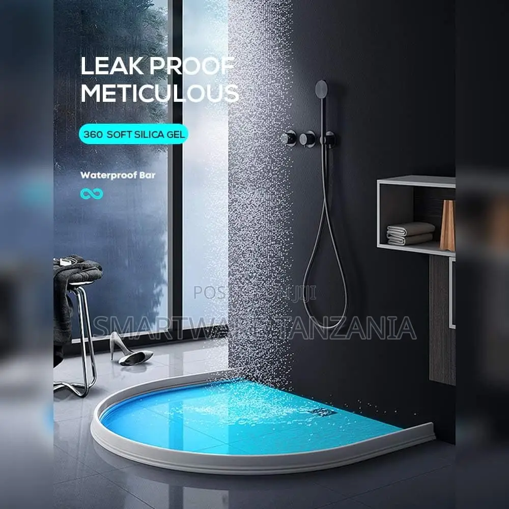 Collapsible Shower Threshold, Bathroom Rubber Water Dam Shower Barrier