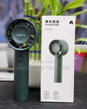Handheld Fan With 5-Speed Adjustment, Portable Design, Green