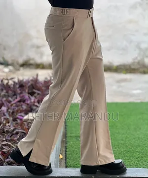 Men's Bootcut/Flared Trousers With Side Slit - Trendy Casual Pants
