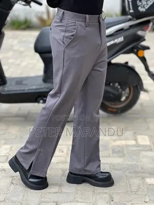Men's Bootcut/Flared Trousers With Side Slit - Trendy Casual Pants