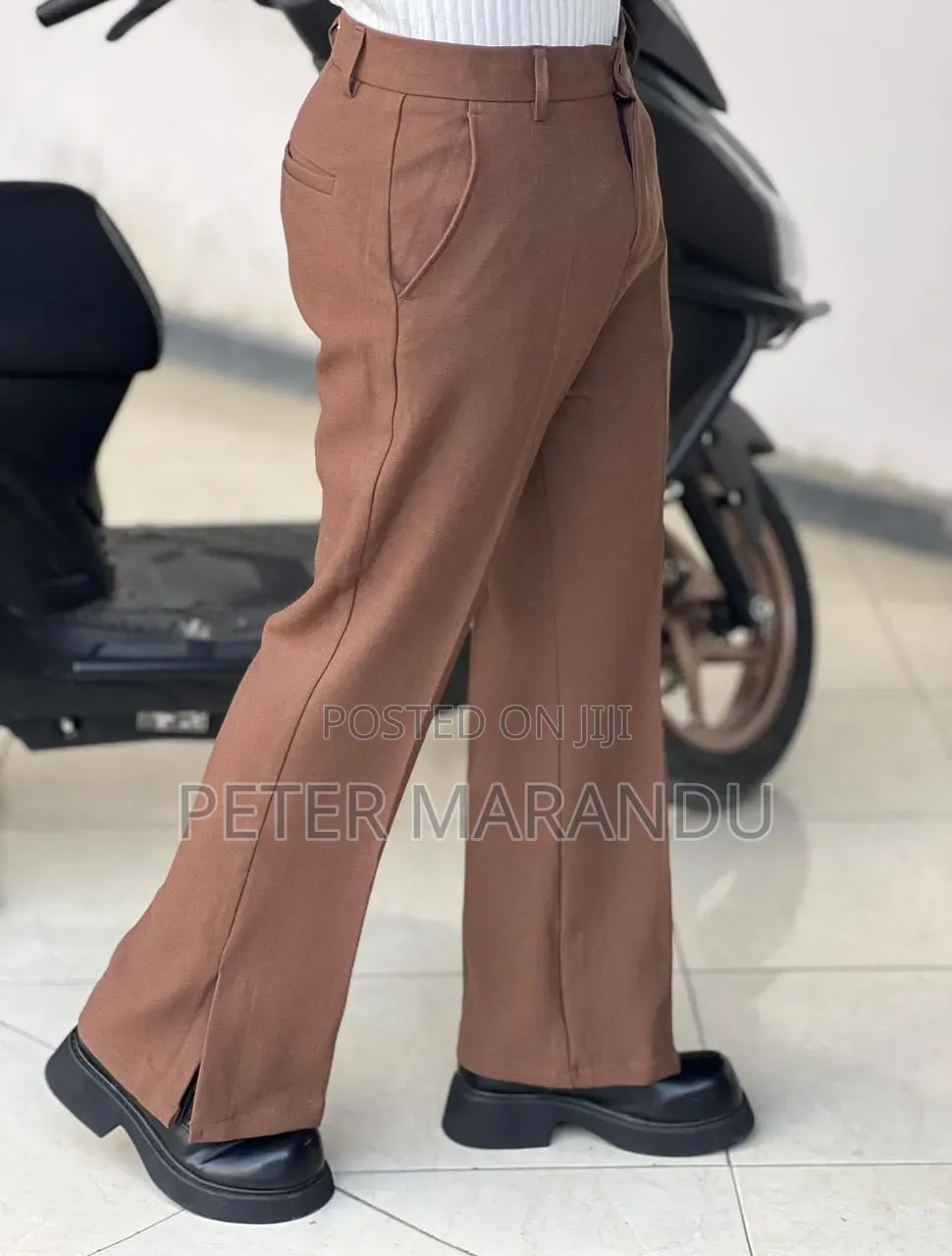 Men's Bootcut/Flared Trousers With Side Slit - Trendy Casual Pants