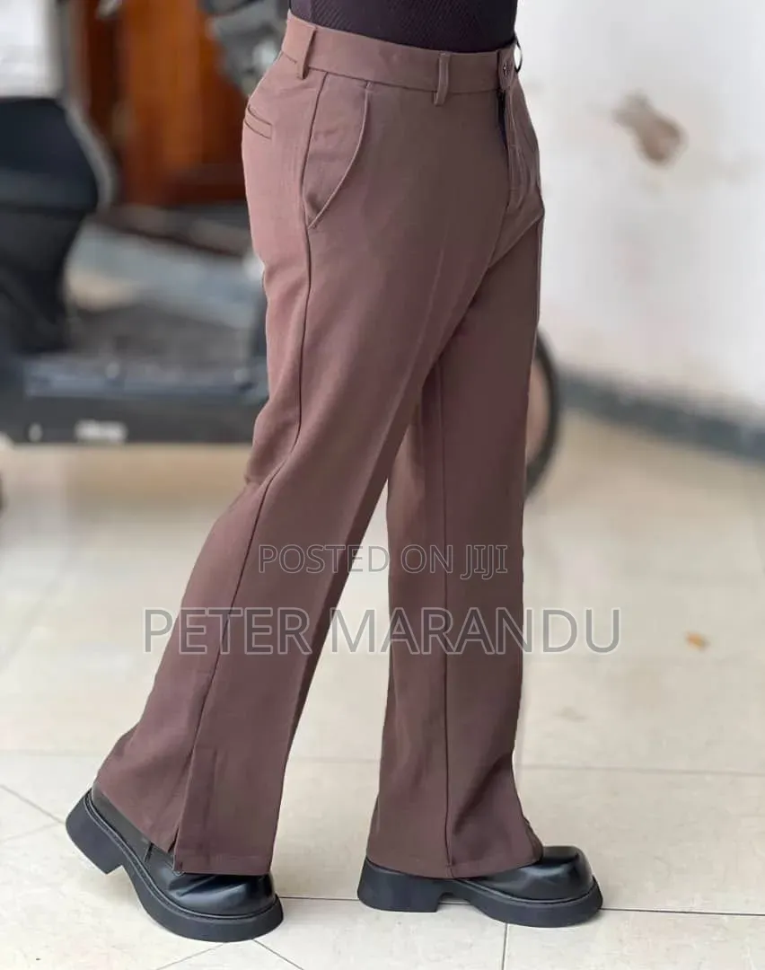Men's Bootcut/Flared Trousers With Side Slit - Trendy Casual Pants