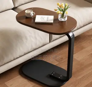 Modern C-Shaped Wooden Top Side Table