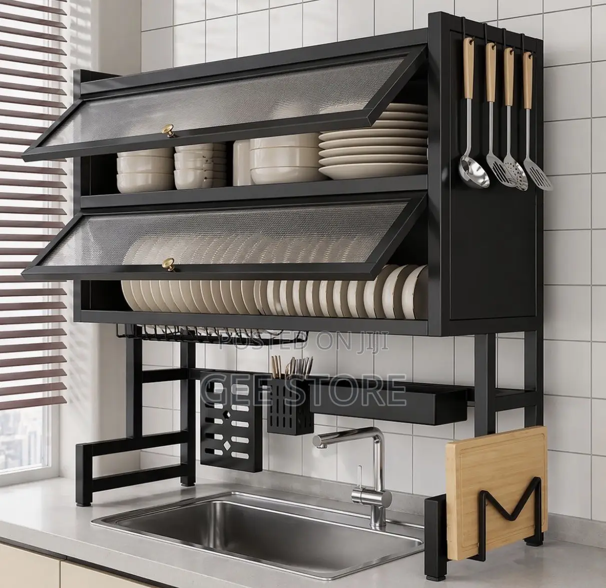 Black Two-Tier Over-the-Sink Dish Drying Rack