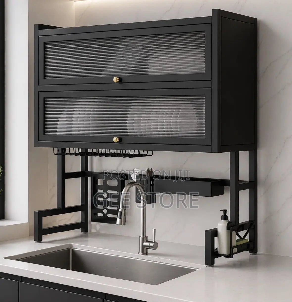 Black Two-Tier Over-the-Sink Dish Drying Rack