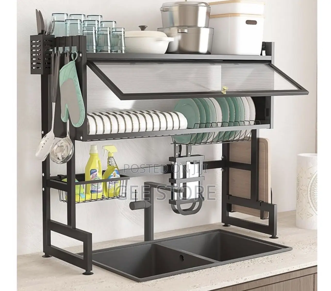 Two-Tier Stainless Steel Over-the-Sink Dish Drying Rack