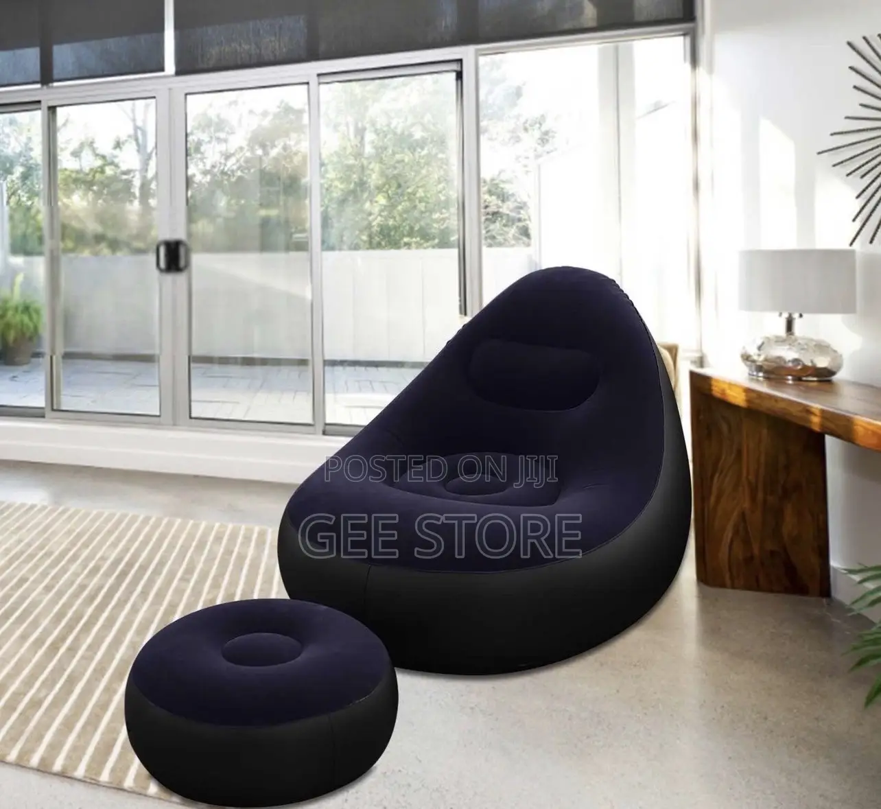 Flocked PVC 2-in-1 Inflatable Lazy Lounge Sofa Chair