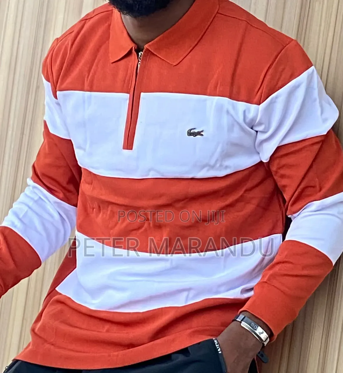 Men's Lacoste Long Sleeve Striped Polo Shirts - Quality Casual Wear