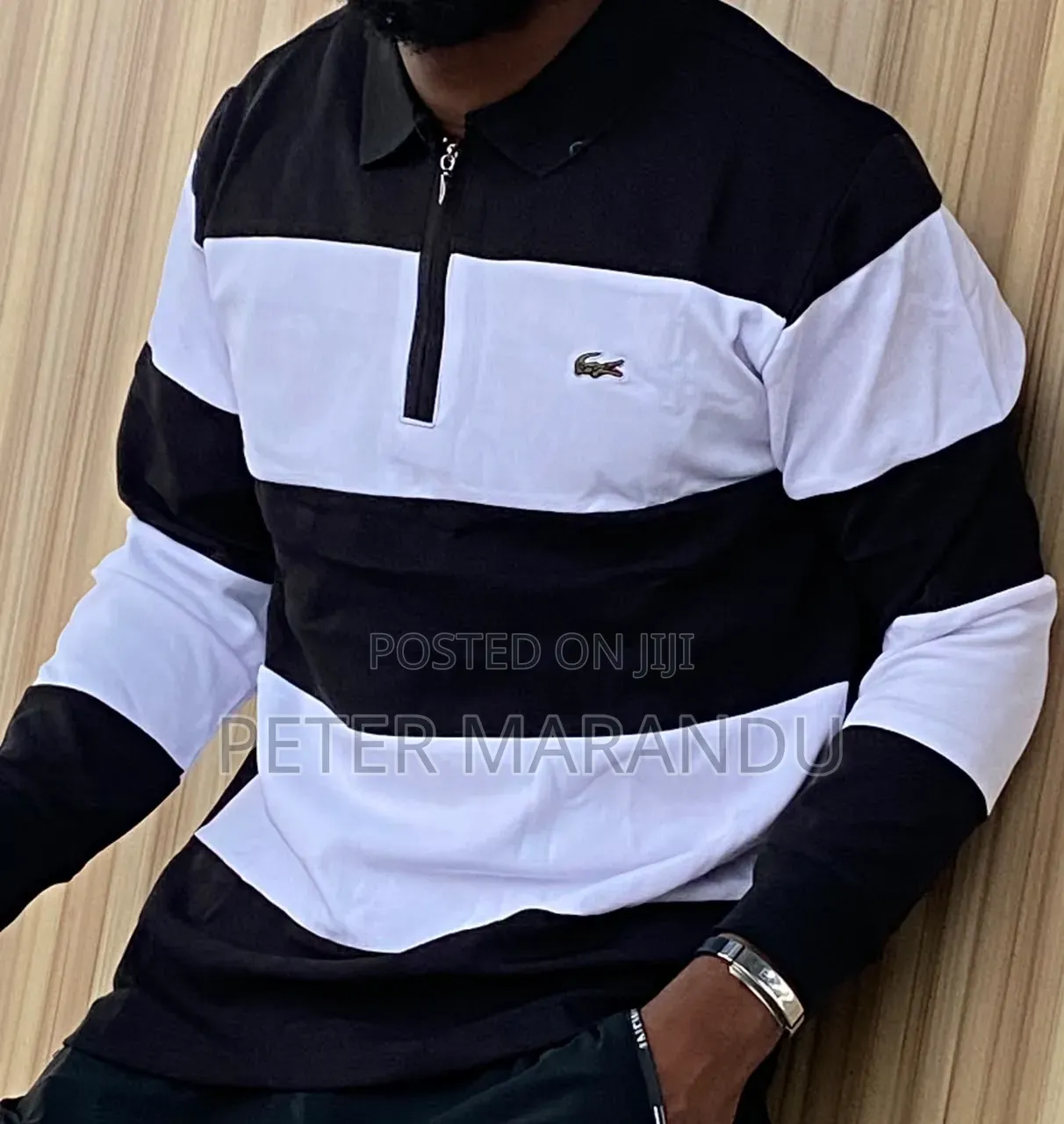 Men's Lacoste Long Sleeve Striped Polo Shirts - Quality Casual Wear