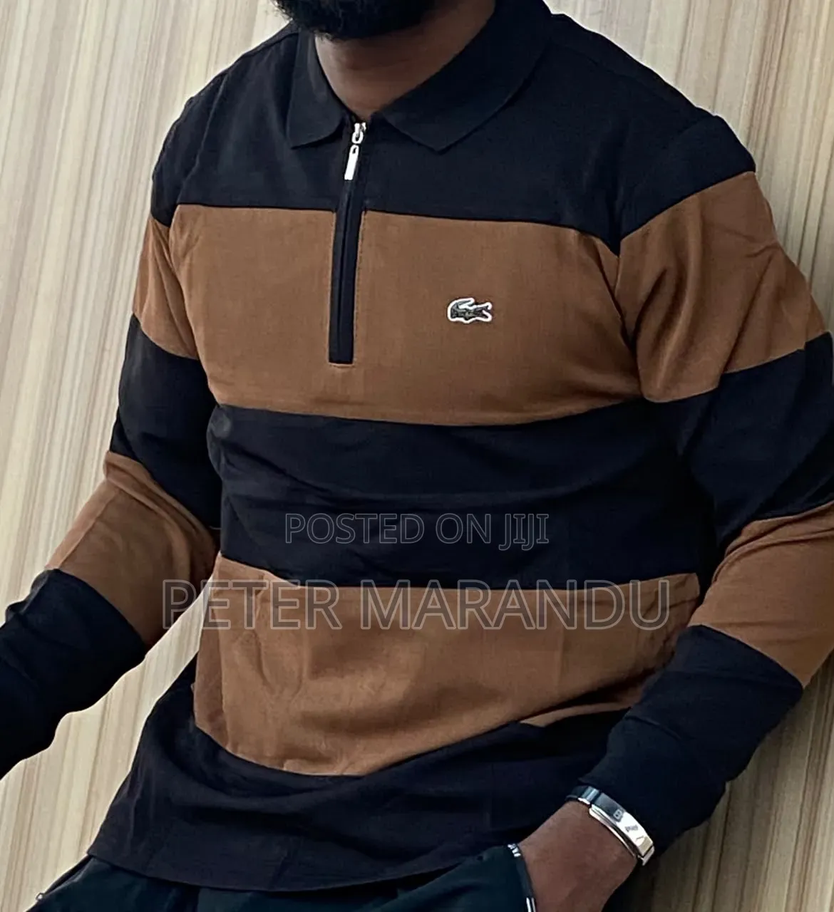 Men's Lacoste Long Sleeve Striped Polo Shirts - Quality Casual Wear