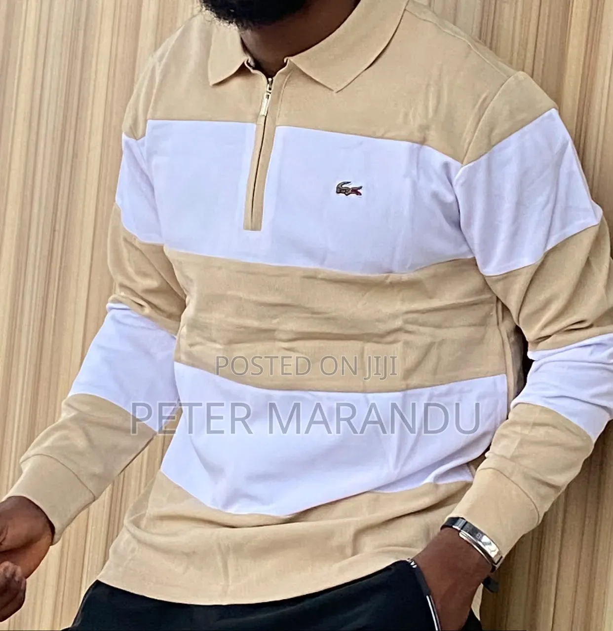 Men's Lacoste Long Sleeve Striped Polo Shirts - Quality Casual Wear