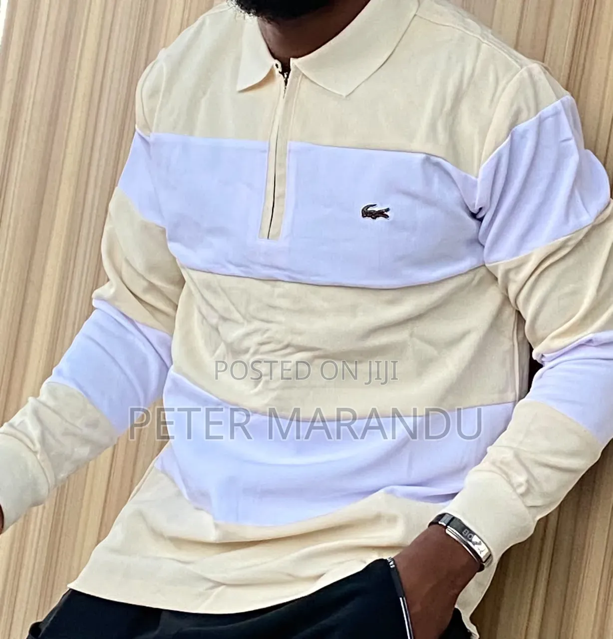 Men's Lacoste Long Sleeve Striped Polo Shirts - Quality Casual Wear