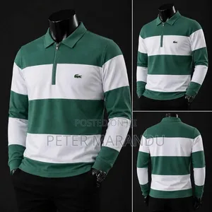 Men's Lacoste Long Sleeve Striped Polo Shirts - Quality Casual Wear