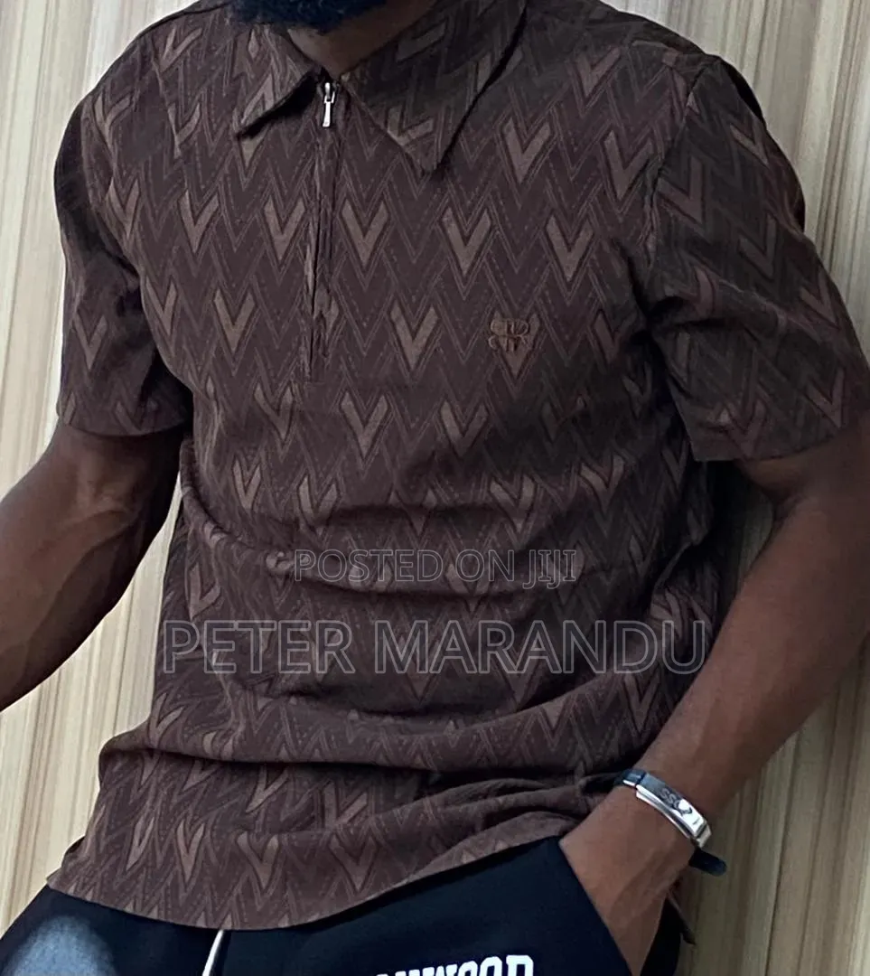 Premium Men's Louis Vuitton Monogram Zipper Polo Shirts