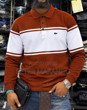 New Men's Lacoste Long Sleeve Panel Stripe Polo Shirts / Quality
