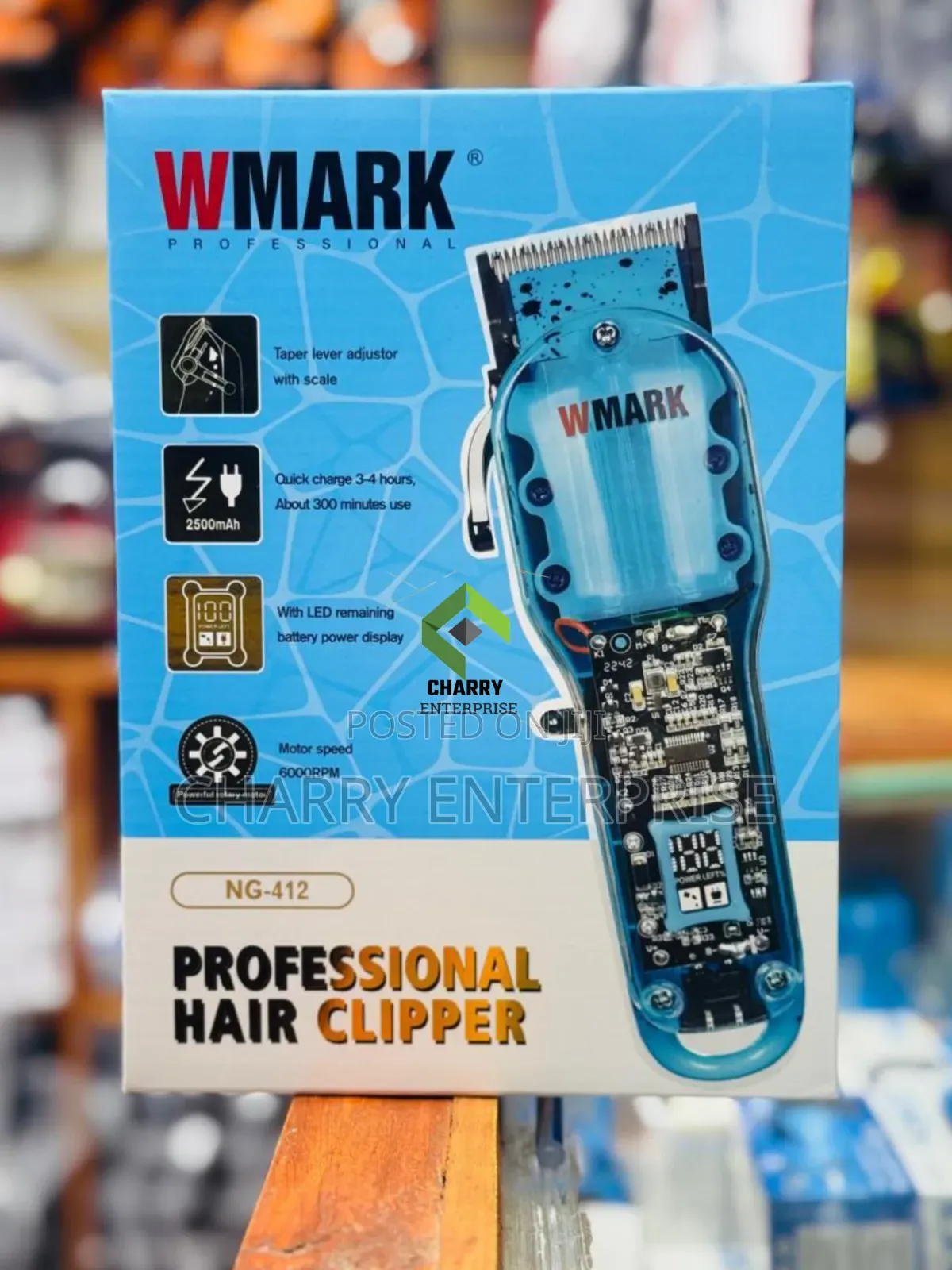 WMARK Professional Hair Clipper Rechargeable
Transparent Blue Housing
