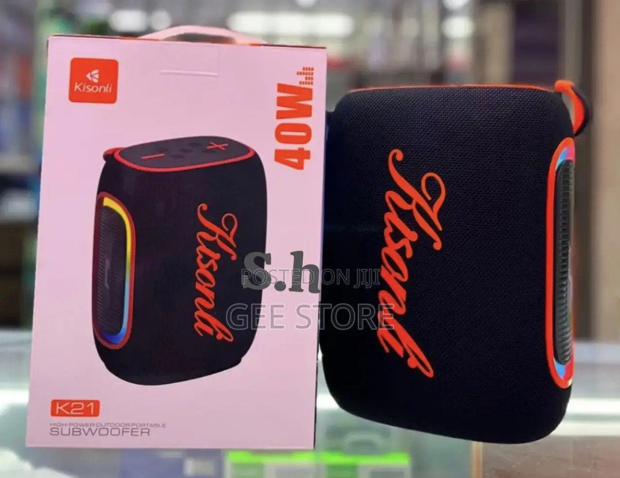 Black Kisonli Portable Outdoor Wireless Bluetooth Speaker