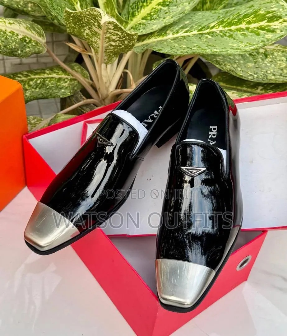 Prada Brand Men's Leather Shoes or Footwears 1 Black Materials Nice