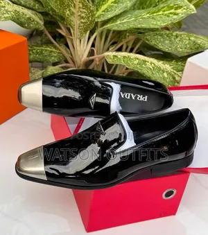 Prada Brand Men's Leather Shoes or Footwears 1 Black Materials Nice