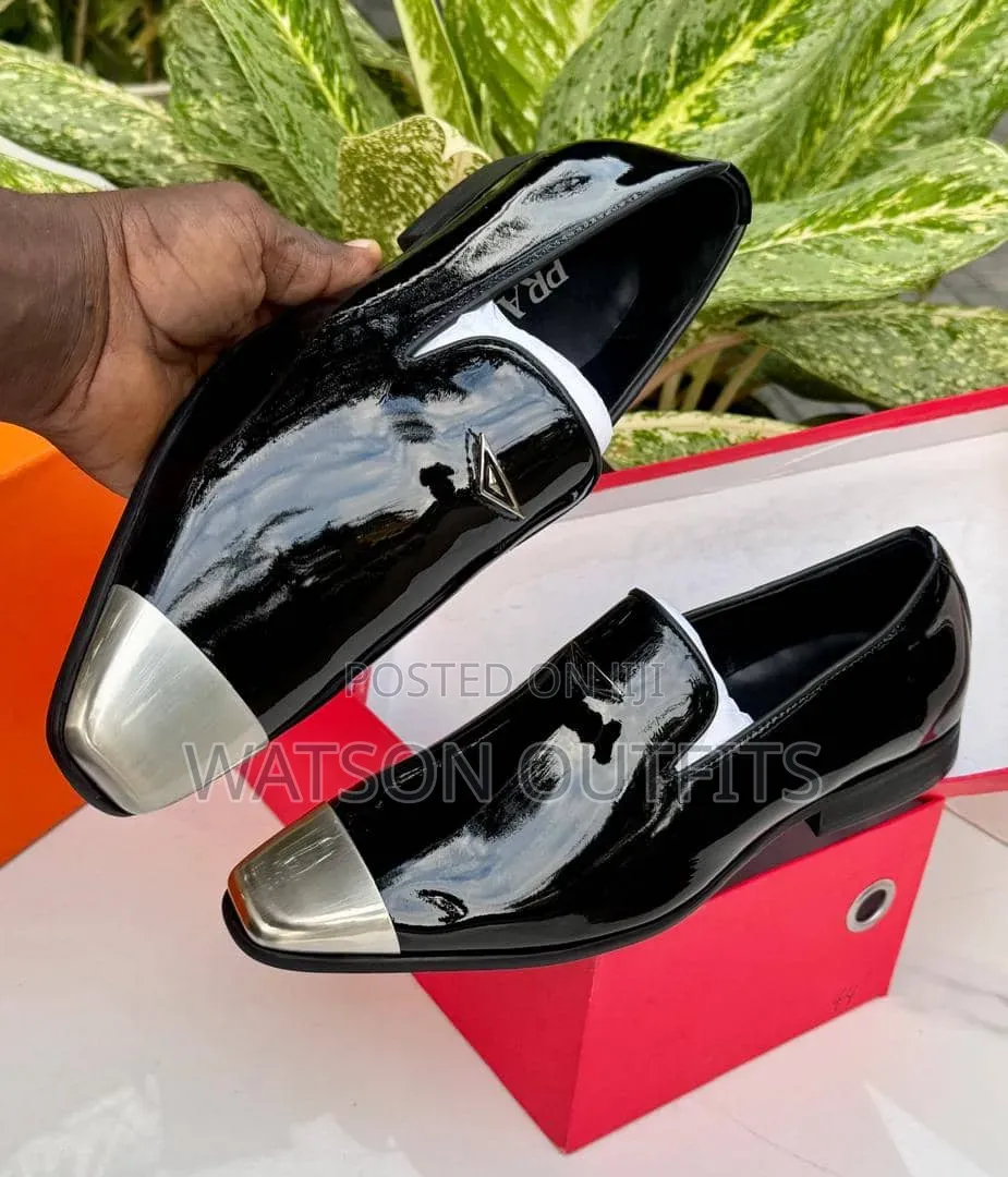 Prada Brand Men's Leather Shoes or Footwears 1 Black Materials Nice