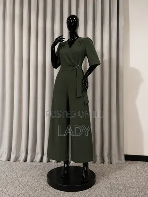 Elegant Olive Green Wide-Leg Jumpsuit – Size [M]