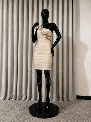 Elegant Gold One-Shoulder Floral Bodycon Dress – UK 14 [M]