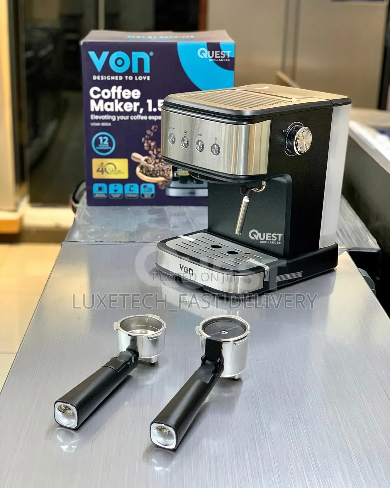 Von Espresso Coffee Maker 1.5L – Milk Frother, Nespresso Compatible