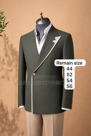 Men's Executive Olive Green Beige Two-Tone Suit