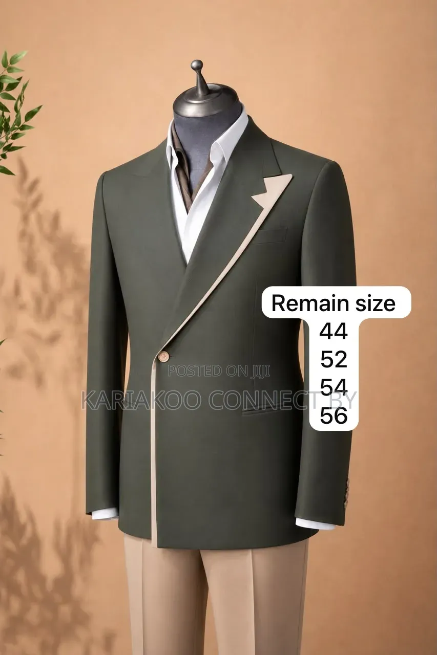Men's Executive Olive Green Beige Two-Tone Suit