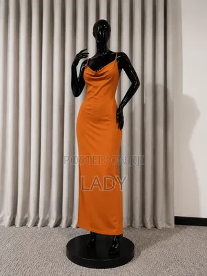 Orange Cowl Neck Bodycon Maxi Dress – Size M