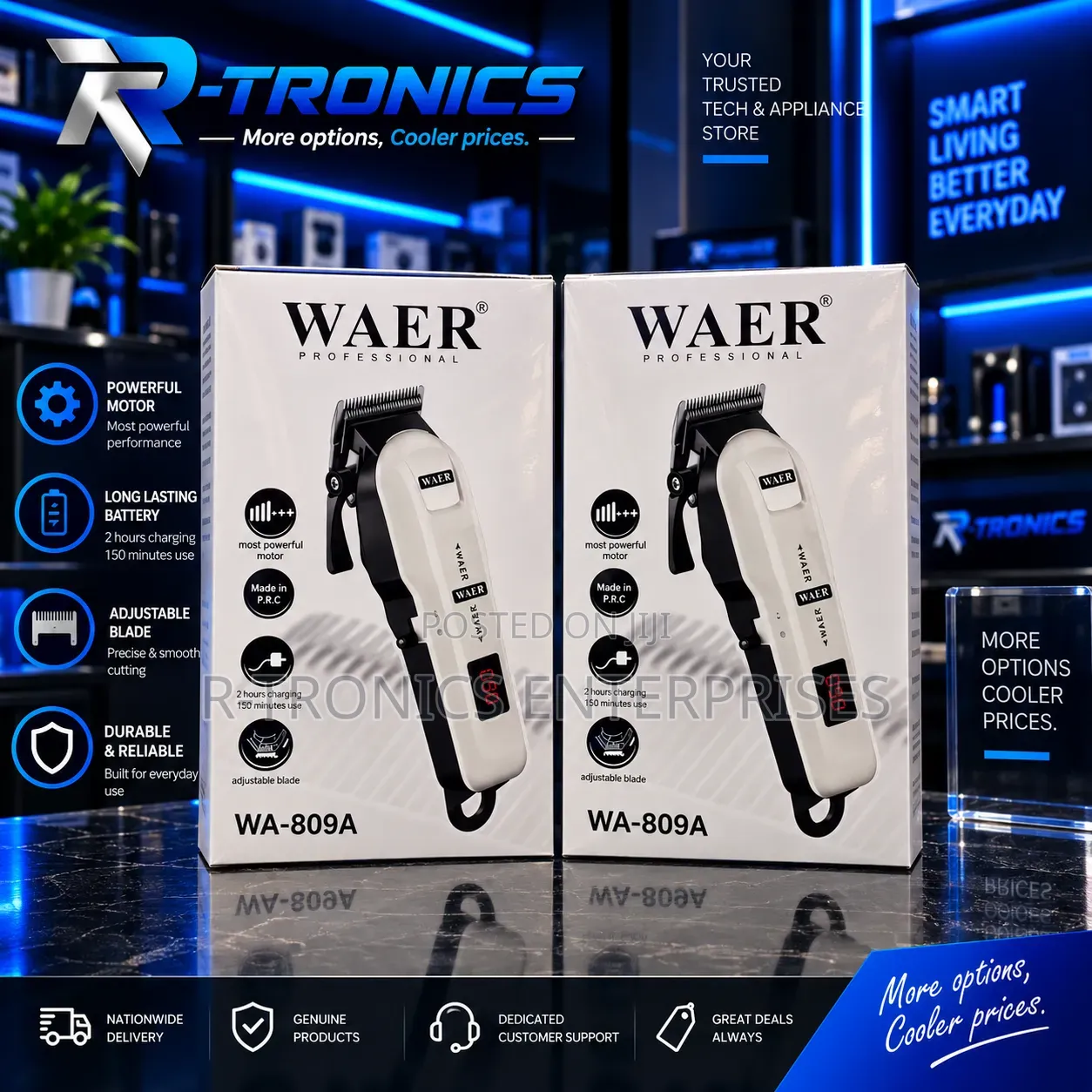 Waer Wa-809a Professional Clipper Adjustable Blade | Digital Display