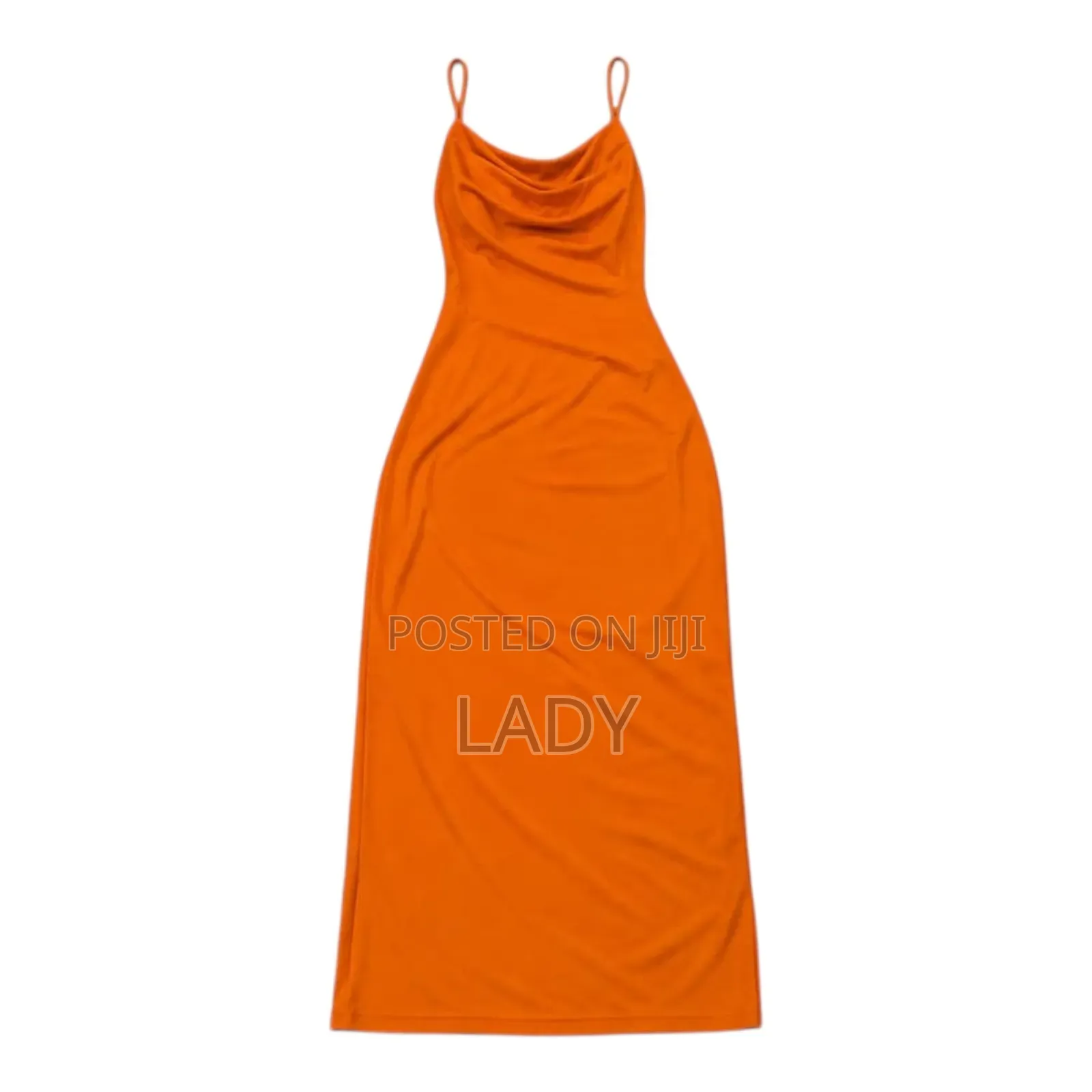Orange Cowl Neck Bodycon Maxi Dress – Size M