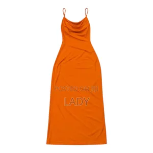 Orange Cowl Neck Bodycon Maxi Dress – Size M