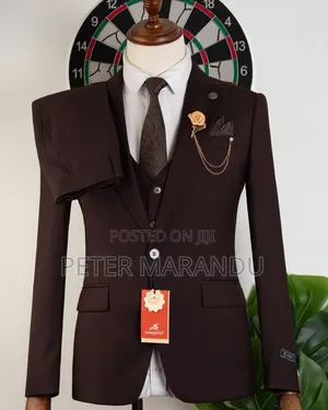 Suti Ya Kifahari Ya Vipande Vitatu (Romaster Chocolate Brown Suit) 