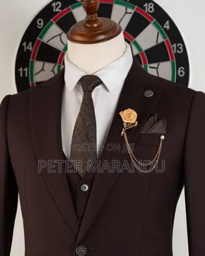 Suti Ya Kifahari Ya Vipande Vitatu (Romaster Chocolate Brown Suit) 