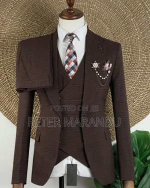 Suti Ya Kifahari Ya Vipande Vitatu (Joselino Luxury Cocoa Brown Suit)