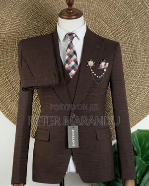 Suti Ya Kifahari Ya Vipande Vitatu (Joselino Luxury Cocoa Brown Suit)