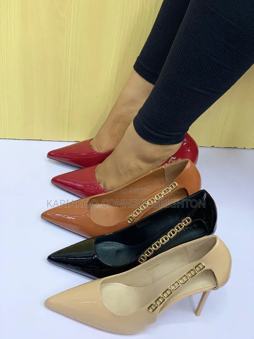 Patent Gold Chain Heel