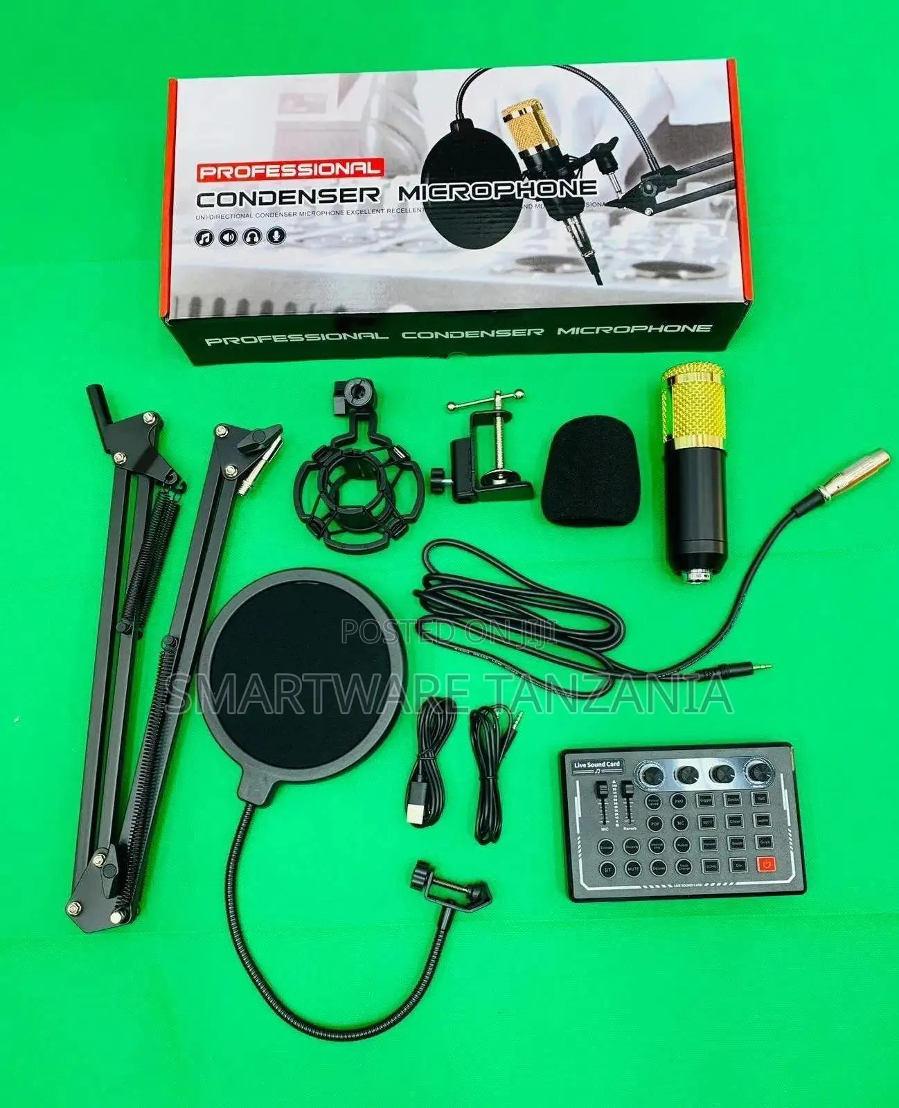 Broadcasting Recording Condenser Microphone Set Audio Mixer Sound Card