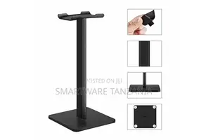 Audio Headphone Stand Holder, Adjustable Height, Black/Silver