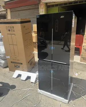 Adh Fridge Liter 558 Four Door Black Glass Metallic Design