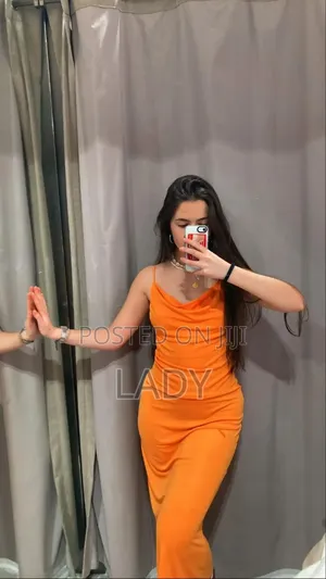 Orange Cowl Neck Bodycon Maxi Dress – Size M