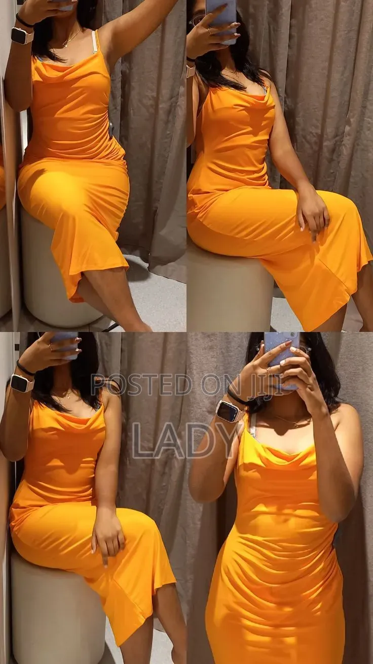 Orange Cowl Neck Bodycon Maxi Dress – Size M