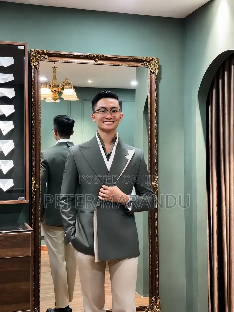Luxury Two-Tone Smart Casual Blazer Trouser)