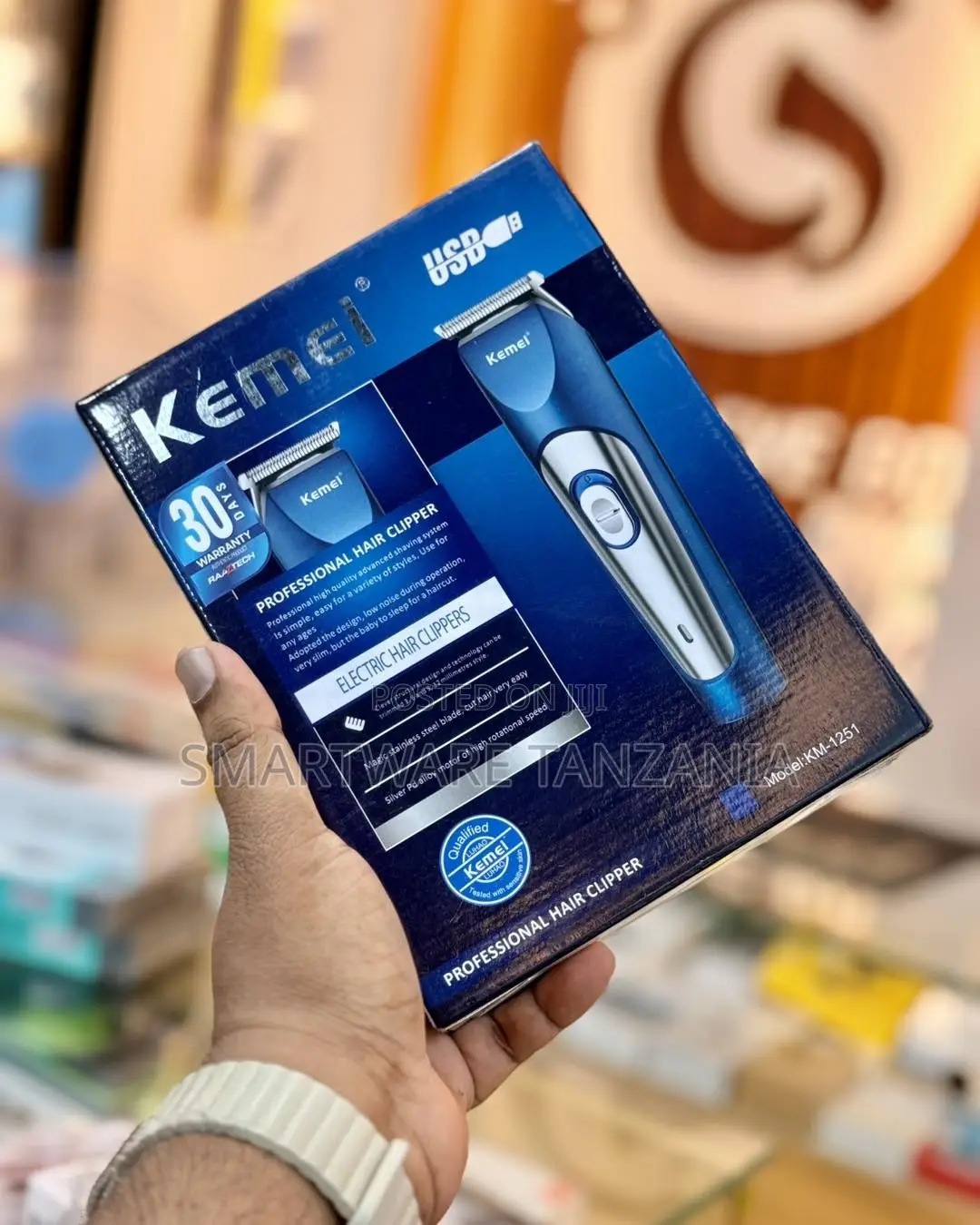 Kemei Professional Hair Clipper With Stainless Steel Blades and USB