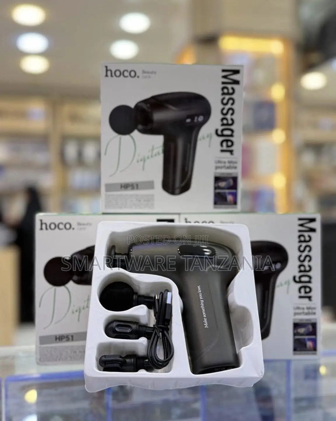Hoco HPS1 Digital Massager With 4 Attachment Heads, Portable Design