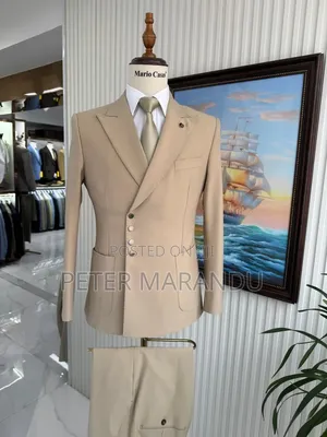 Suti Ya Kisasa Ya Kiume Ya Kifahari (Premium Beige / Khaki Men's Suit)